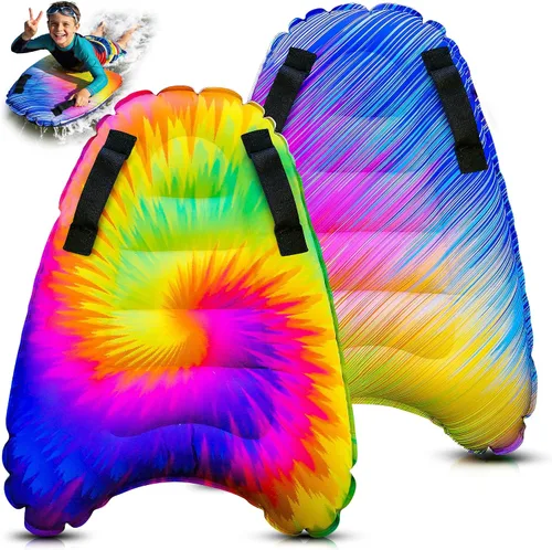 Miniatura 12 de JAMBO Tabla de surf inflable con asas, tabla de boogie para playa, tabla de surf flotante, flotadores de piscina, juguete de playa para niños