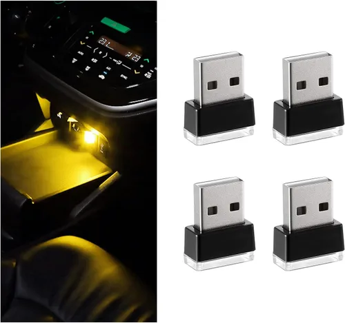 Miniatura 9 de 4 PCS Lámpara de Atmósfera Interior de Coche LED USB, Mini Luz Nocturna LED Portátil, Kit de Iluminación Ambiental de Maletero con Interfaz USB