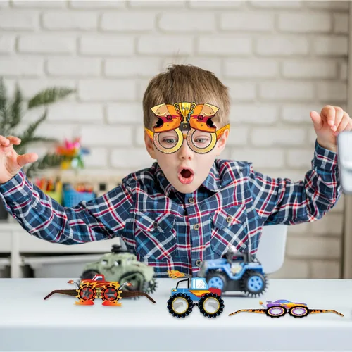 Miniatura 5 de 24 lentes de papel Monster Truck Monster Truck para fiestas, suministros de fiesta de cumpleaños, regalos para cabina de fotos