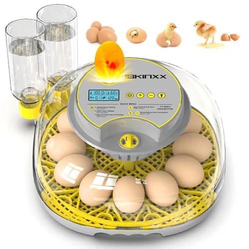 Miniatura 8 de IBKINXX Incubadora para incubar huevos: capacidad de 18 huevos, girador automático de huevos, control de temperatura y humedad, visualización