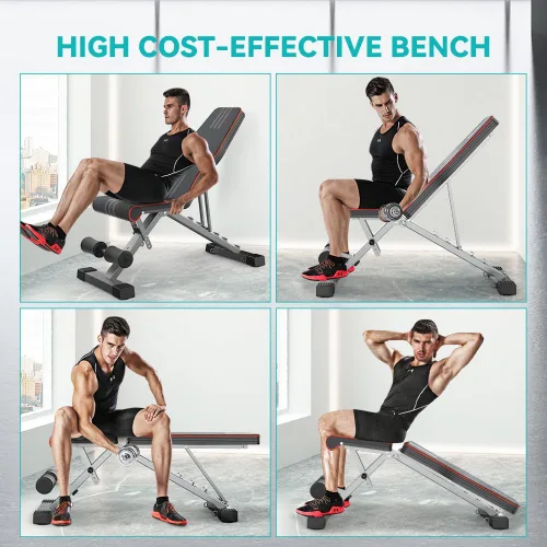 Miniatura 6 de Adjustable/Foldable Weight Bench, 660LBS Home Gym Workout Bench Lifting Sit-up Exercise Bench for Bench Press Negro