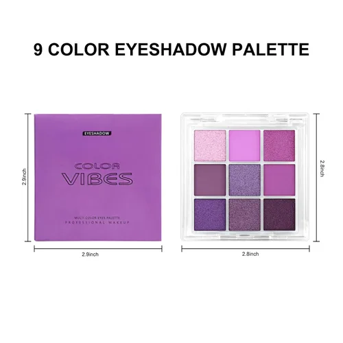 Miniatura 7 de Erinde Paleta de maquillaje de sombra de ojos de 9 colores con purpurina y lavanda brillante y mate, violeta, malva, púrpura oscura, plateado