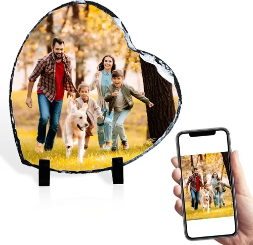 Miniatura 4 de Marco de piedra personalizado para fotos personalizadas, marcos de placa de pizarra de roca, regalos personalizados para bodas, familiares, mascotas