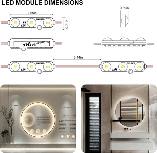 Miniatura 8 de Módulos blancos 100PCS de la muestra del LED 6500K, luces impermeables de la letra del canal 2835 SMD con el respaldo adhesivo para las señales