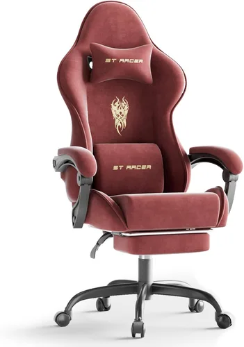 Miniatura 12 de Ferghana - Silla de tela de terciopelo para juegos, silla Gamer ergonómica de respaldo alto para adultos, silla cómoda para videojuegos