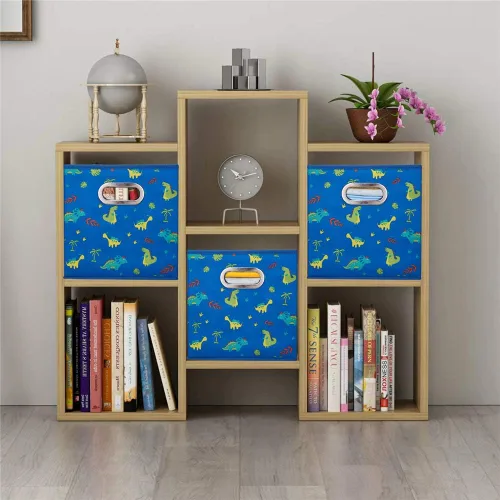 Miniatura 6 de Cubos de almacenamiento de 10.5 pulgadas, decoración de dinosaurios, contenedores de almacenamiento azules, cajas de almacenamiento de tela azul
