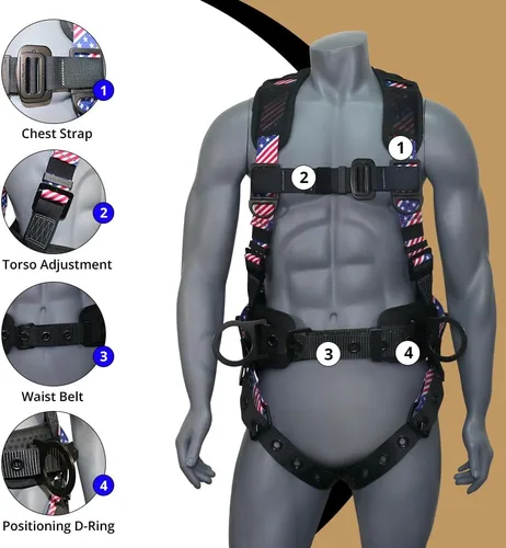 Miniatura 4 de Kit de arnés de protección contra caídas cómodo AFP Demon – Arnés de seguridad de cuerpo completo OSHA/ANSI PPE para trabajo de construcción
