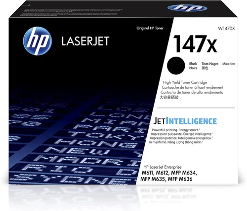 HP Cartucho de tóner negro de alto rendimiento 147X | Funciona con LaserJet Enterprise M611, M612, MFP M634, M635, M636 | W1470X