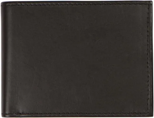 NKPT Billetera plegable de cuero RFID premium para hombre Cuero de grano completo, protección RFID, Negro -, Minimalista