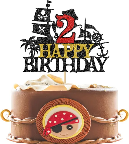 Miniatura 12 de Decoración para pastel de cumpleaños de 1er cumpleaños, barco pirata náutico de vela para primer cumpleaños, decoración de fiesta de cumpleaños