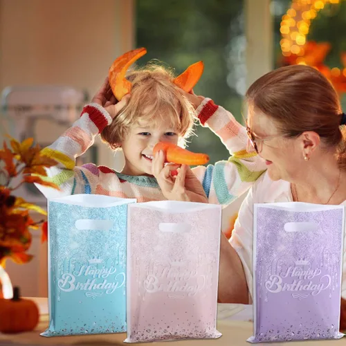 Miniatura 4 de Paquete de 30 bonitas bolsas de regalo para fiesta, 10 unidades, color verde azulado, 10 unidades, rosa, 10 bolsas de dulces de mampostería moradas
