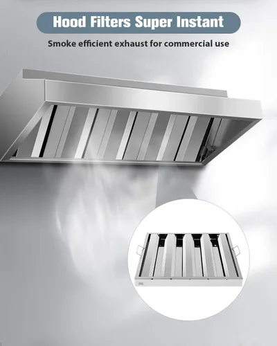 Miniatura 2 de Filtros de campana de acero inoxidable 430 de 19.5 pulgadas de ancho x 19.5 pulgadas de alto, filtros de campana comercial de 4 ranuras, filtro