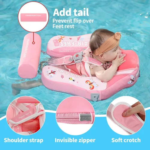 Miniatura 5 de Mambobaby Flotador para añadir cola sin volteo, flotador de natación para bebé, flotador de espuma de perlas, flotadores de agua sólida, entrenador
