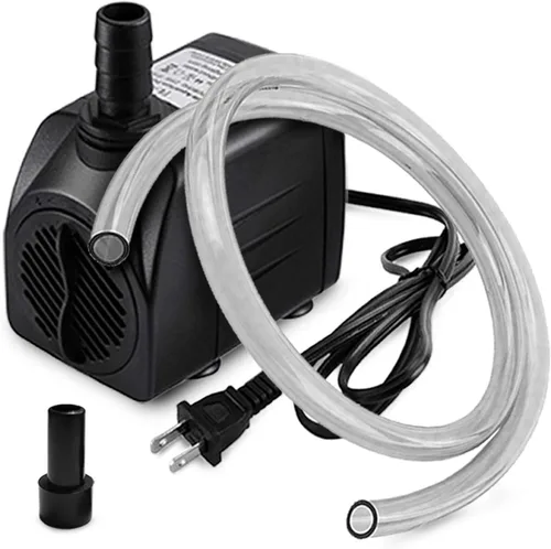 PULACO Bomba de fuente pequeña de 160 GPH, bomba de agua sumergible ultra silenciosa (600 l/h, 10 vatios) con tubo de 3.3 pies para acuarios, fuente
