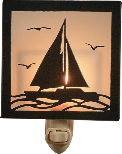 Miniatura 4 de Park Designs Cape Hatteras - Luz nocturna Lámpara de acento de faro costero con bombilla de 5 vatios Iluminación de salida de metal náutico