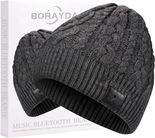 Miniatura 10 de Gorro de lana merino con Bluetooth, estéreo HD, 30 horas de tiempo de reproducción, micrófono integrado, regalo electrónico de Navidad