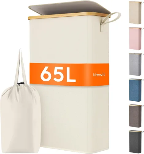 Miniatura 36 de Lifewit Cesto de Ropa Sucia Doble de 120L con Tapa, Cesto Grande Dual para Ropa Sucia con Bolsas Removibles, 2 Secciones Cestos Estéticos para Ropa