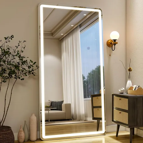 Miniatura 12 de Easly Espejo de longitud completa de 26x68 pulgadas con luces, espejo de pie LED iluminado, colgante de longitud completa con soporte, espejo