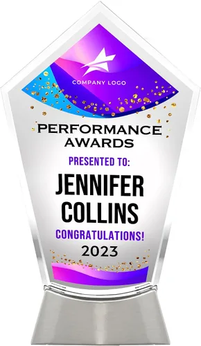 Miniatura 3 de Placa de vidrio personalizada de 9 1/4 pulgadas, placa personalizada como premios y trofeos, placas de vidrio para premios como jubilación y Diseño 3