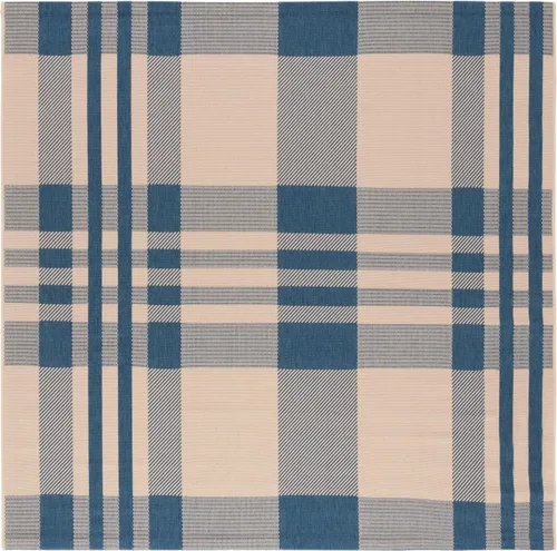 Miniatura 24 de SAFAVIEH Alfombra Lavable para Exteriores Colección Courtyard - 2'3" x 4', Beige y Azul, Patrón a Cuadros, No Desprende Pelusa y Fácil Limpieza