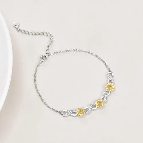 Miniatura 3 de YAFEINI TurtleButterflySunflowerLotus Bracelet Sterling Silver Animal Adjustable Bracelet Jewelry Gifts for Women Girls