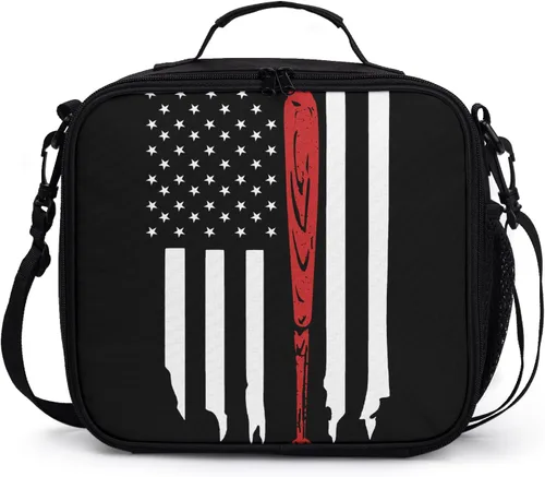 Miniatura 15 de Miaoquhe Lonchera de béisbol para hombres, bolsa de béisbol con bandera estadounidense para mujeres, bolsa de almuerzo para niños, bolsa de almuerzo