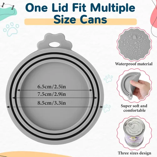 Miniatura 5 de Uiifan Tapa de comida para gatos, tapas para latas de comida para gatos, 8 piezas, juego de 5 tapas de silicona para gatos húmedos, 2 cucharas