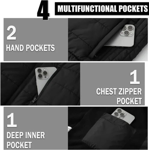 Miniatura 9 de Msmsse Chalecos de invierno para hombre, con forro polar, acolchado, casual, sin mangas