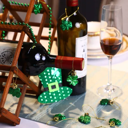 Miniatura 3 de Leinuosen 48 piezas de tréboles del día de San Patricio, trébol de buena suerte, adorno verde de San Patricio para adornos de árbol, estante