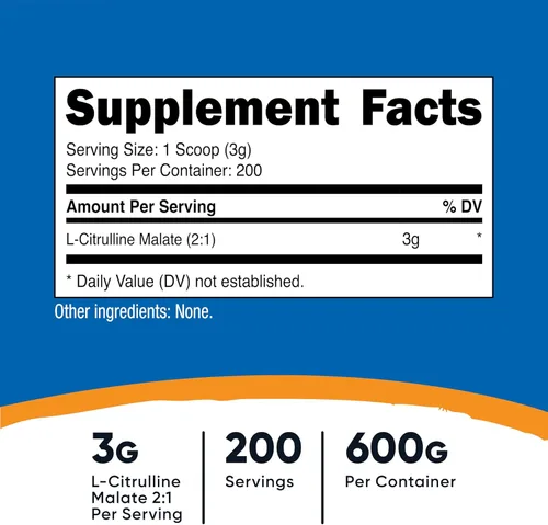 Miniatura 2 de Polvo de L-citrulina Nutricost L-Citruline Malate, 1