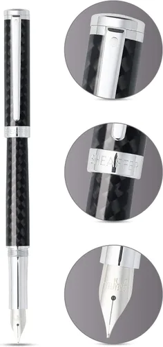 Miniatura 2 de Sheaffer Pluma estilográfica de fibra de carbono Intensity con ribete cromado y punta fina