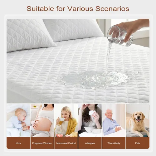 Miniatura 4 de Funda de colchón, funda de colchón impermeable, tamaño completo, ultrasuave y transpirable, lavable a máquina, adecuada para el hogar, dormitorio