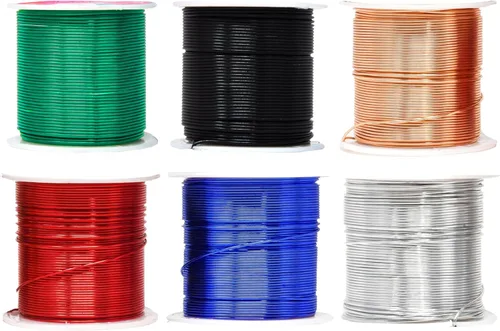 Miniatura 373 de Mandala Crafts - Alambre de aluminio anodizado de 8 calibre para hacer joyas - 9.75 m de alambre flexible negro colorido - Flexible para bonsái