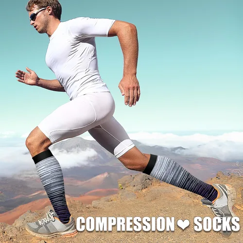 Miniatura 10 de Paquete de 3 pares de calcetines de compresión médica para mejorar la circulación de mujeres y hombres, para correr, hacer deporte y amamantar