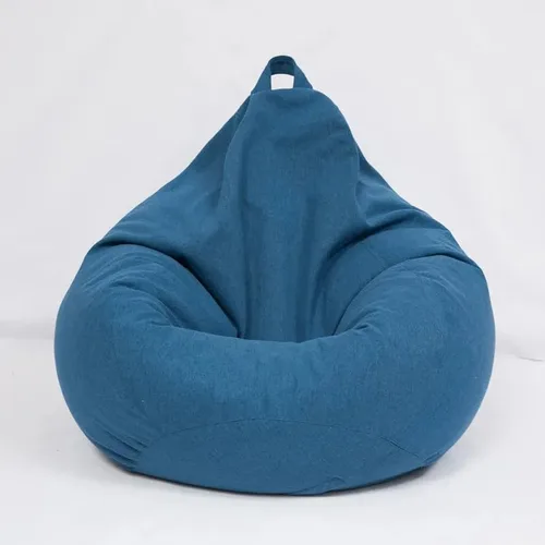Koolouispoper Funda para sofá grande y pequeña sin relleno, de tela de lino, puf, puff para sala de estar, dormitorio, tatami (31.5 x 35.4 in, azul