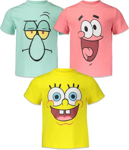 Paquete de 3 camisetas de Bob Esponja Calamardo para niños pequeños a grandes