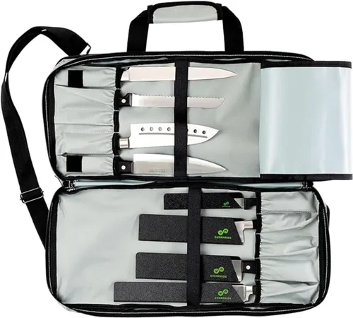 Miniatura 2 de EVERPRIDE - Bolsa para cuchillos de chef con capacidad para 20 cuchillos MÁS compartimento grande con cremallera para herramientas de cocina – Bolsa