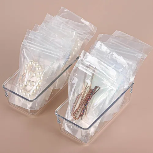 Miniatura 6 de 6 bandejas organizadoras de cajones de plástico transparente de 6 x 3 pulgadas con 25 almohadillas antideslizantes para maquillaje, joyas