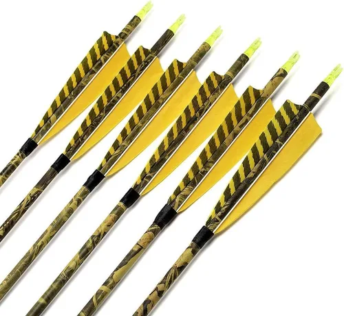 Miniatura 3 de 31Inch Carbon Arrow, Practice Hunting Arrows, Camo Turkey Feather Fletching, Arrows for Compound & Recurve Bow with Removable Tips Adjustable Nocks