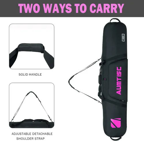 Miniatura 4 de Bolsa de Snowboard Acolchada AUMTISC para Viajes Aéreos, Bolsas de Viaje para Snowboard para Volar con Bolsillos para Equipo, Disponible en Longitud