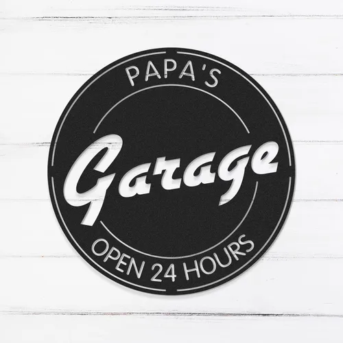 Miniatura 14 de Letreros de garaje personalizados, letrero de metal con nombre personalizado para taller, letreros de taller de diseño de automóviles, arte de pared
