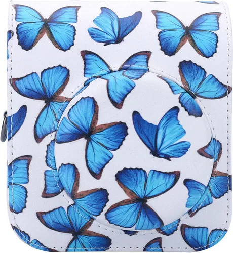 Miniatura 15 de Funda protectora compatible con cámara Fujifilm Instax Mini 12 de película instantánea con bolsillo para accesorios y correa ajustable (azul)
