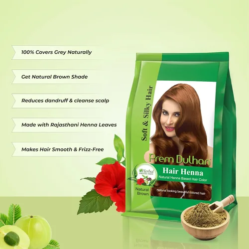 Miniatura 3 de Prem Dulhan Henna capilar de 4.41 oz/4.40 onzas para resultados vibrantes y duraderos, sombra marrón natural, sin amoníaco y sin PPD, bolsitas