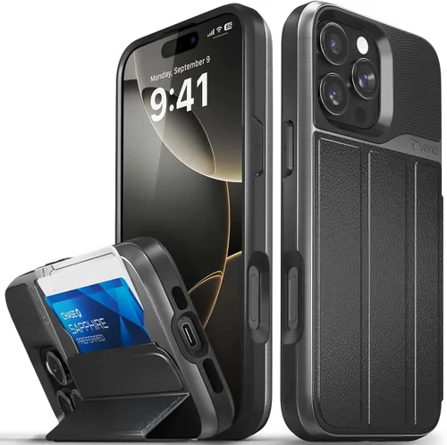 Miniatura 12 de VENA vCommute Funda tipo cartera compatible con Apple iPhone 14 (15.5 cm), funda de cuero con tapa plegable, tarjetero con función de soporte