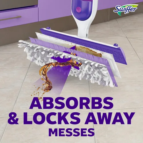 Miniatura 9 de Swiffer PowerMop - Recambios de almohadilla de trapeador multisuperficie para limpieza de pisos, 11 unidades, color blanco/morado