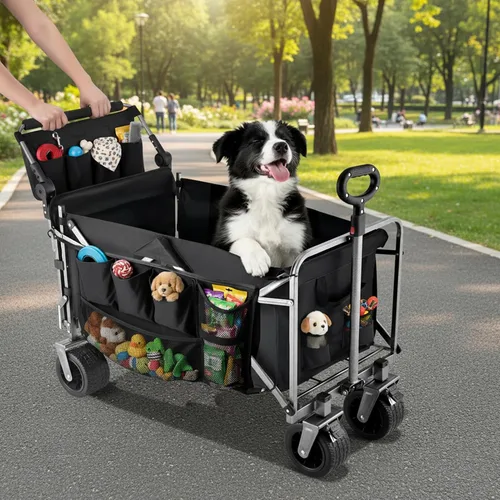 Carro para perros grandes de hasta 400 libras, cochecito plegable para perros medianos a grandes con portón trasero, carritos para mascotas con