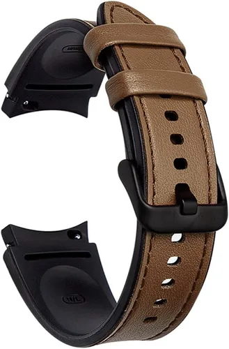 Miniatura 11 de PINHEN Correa de repuesto para Galaxy Watch 7/6/5/4 de 1.575 pulgadas, 1.732 pulgadas, híbrida de cuero y silicona de 0.787 pulgadas, compatible