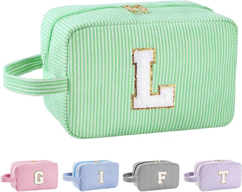 Miniatura 53 de Regalos personalizados para mujeres, bolsa de maquillaje con inicial, bolsa de maquillaje de viaje, bolsa de cosméticos, bolsa de artículos