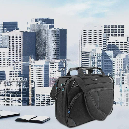 Miniatura 7 de KROSER - Bolso para laptop de 15,6 pulgadas, maletín con bandolera, bolsa de ordenador repelente al agua, funda para tableta duradera con bolsillos