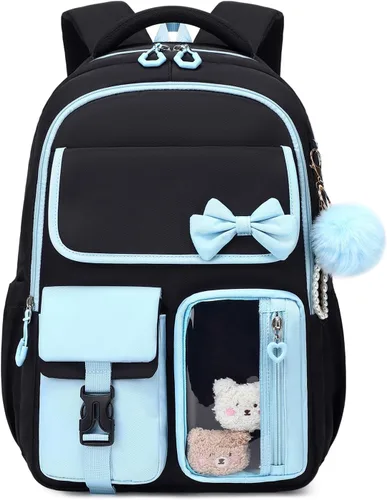 Mochila para niñas, mochila escolar para niñas, bonita mochila con lazo para niñas, niños y adolescentes, para estudiantes de escuela primaria,